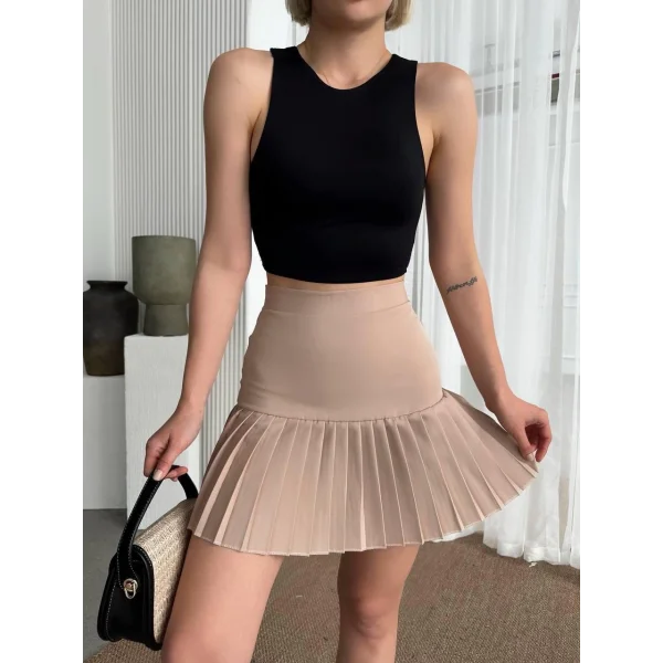 Altı pliseli mini etek