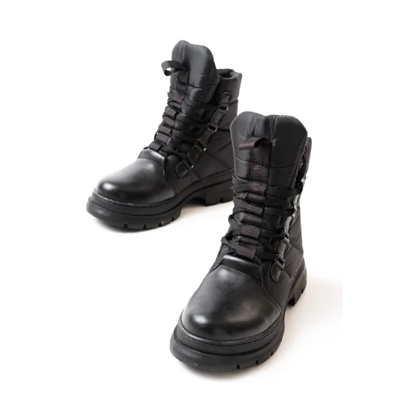 ASM-083 Siyah Bağcıklı Su Geçirmez Kadın Kar Botu