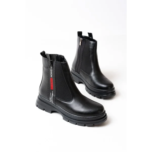 ASM-086 Siyah Fashion Aksesuarlı Fermuarlı Günlük Kadın Bot