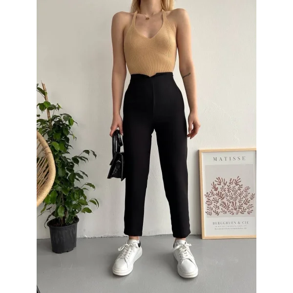 Atlas fletolu pantolon siyah