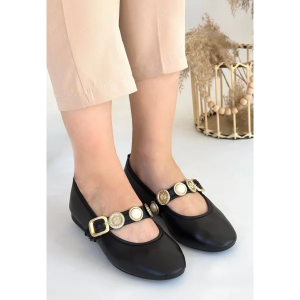 Atnis Siyah Cilt Babet Ayakkabı