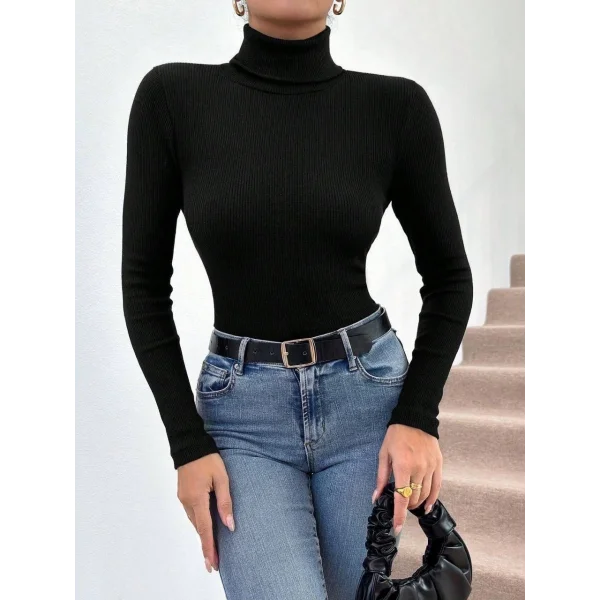 Başıkçı yaka dar kesim kaşkorse kazak siyah w3103