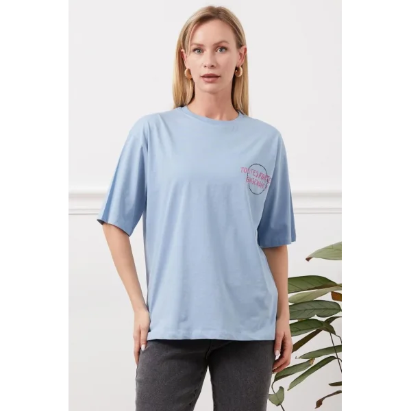 Baskılı tişört mavi