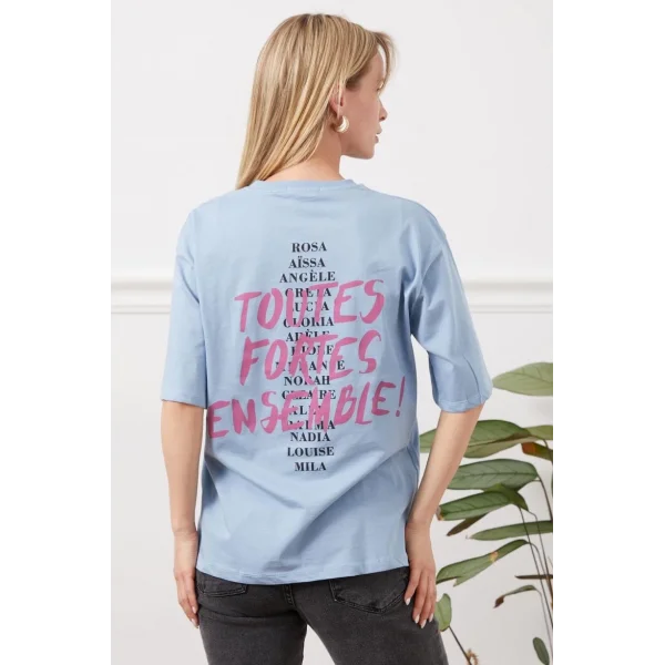 Baskılı tişört mavi