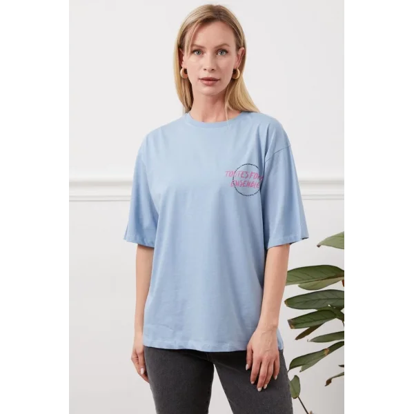 Baskılı tişört mavi