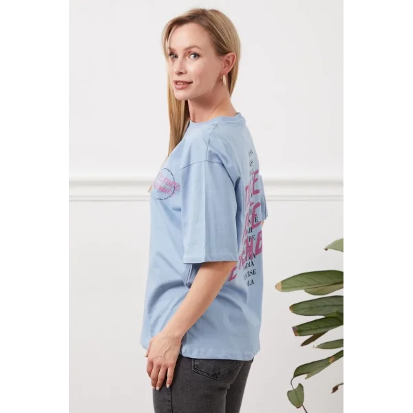 Baskılı tişört mavi