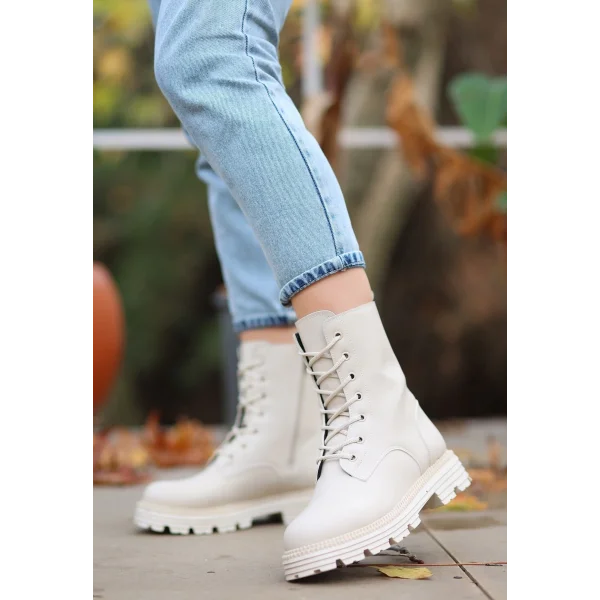 Bria Bej Cilt Bağcıklı Bot