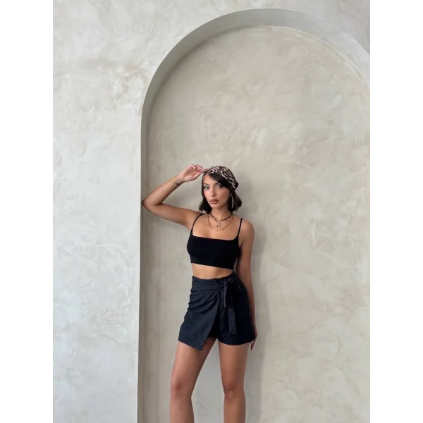 Brodeli şort etek s255075