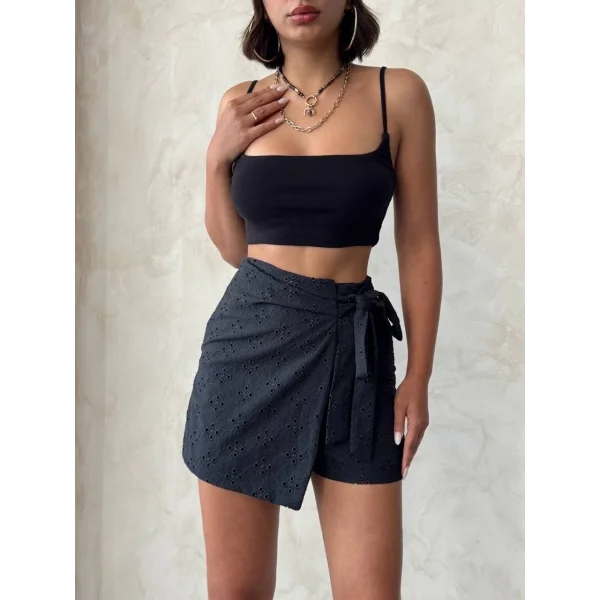 Brodeli şort etek s255075
