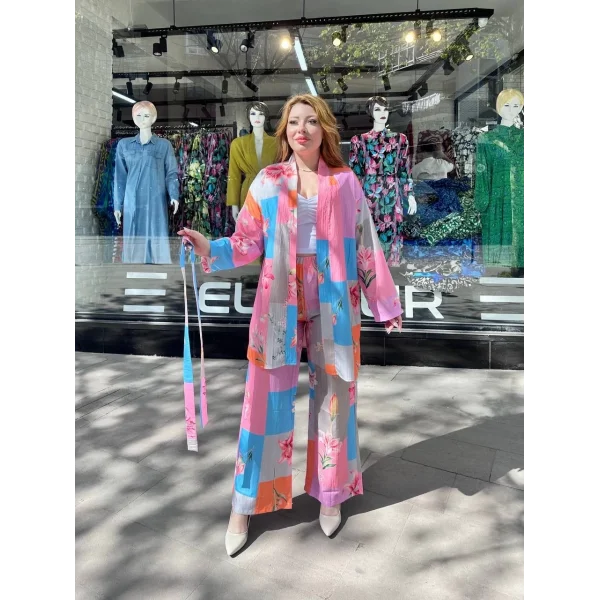 Ceketli baskılı takım