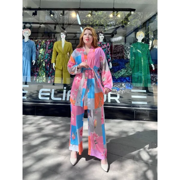 Ceketli baskılı takım