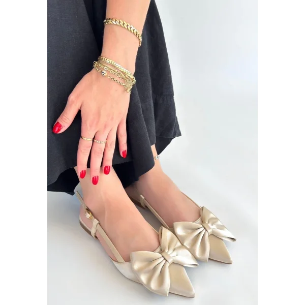 Cenya Bej Saten Babet Ayakkabı