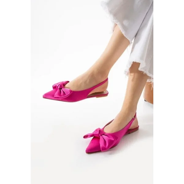 Cenya Fuşya Saten Babet Ayakkabı