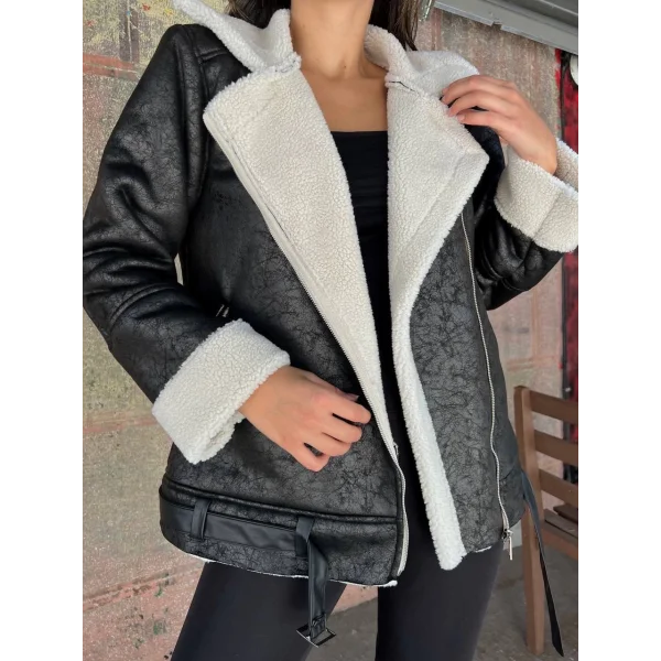 CHANEL DERİ SÜET KRAŞLI İÇİ PELUŞLU KAPLAMA KABAN