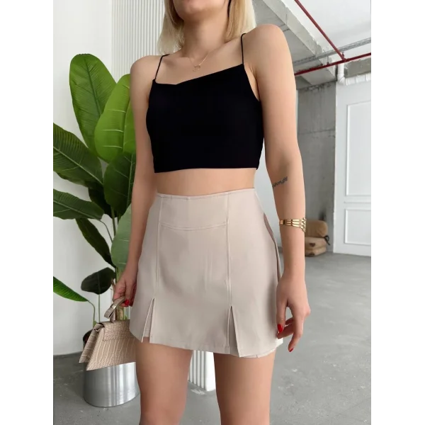 Çift yırtmaklı şort etek