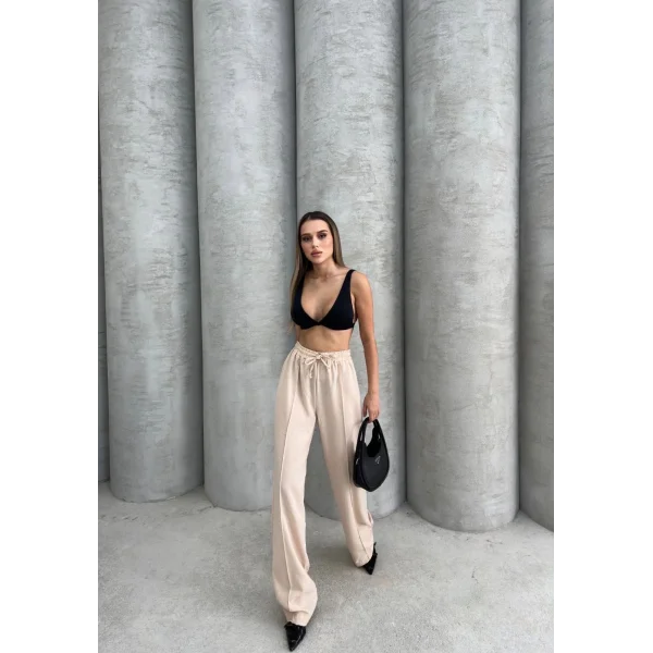 Çımalı keten pantolon