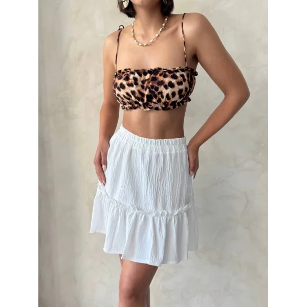 Çingene keten etek beyaz s24808