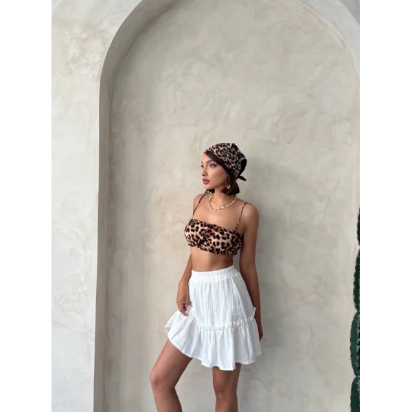 Çingene keten etek beyaz s24808