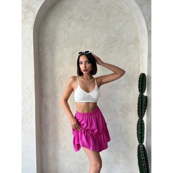 Çingene keten etek fuşya s24808