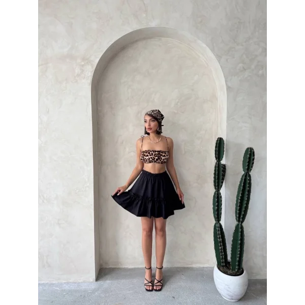 Çingene keten etek siyah s24808