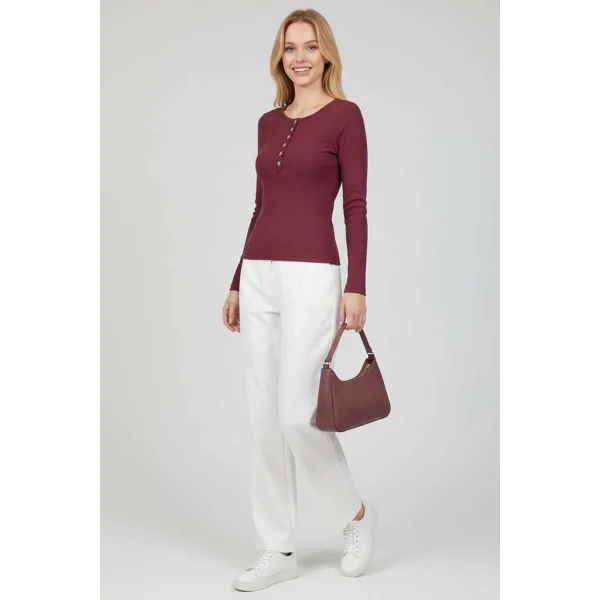 Çıtçıt Detaylı Bluz Mürdüm T4343