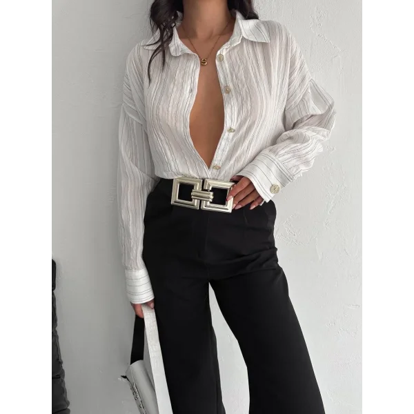 Çizgili oversize gömlek