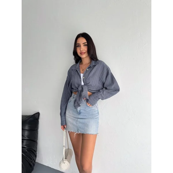 Çizgili oversize gömlek