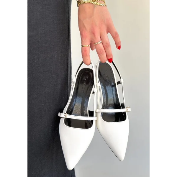 Darina Beyaz Cilt Topuklu Ayakkabı