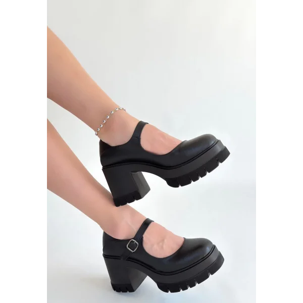 Dlor Siyah Cilt Dolgu Topuk Ayakkabı