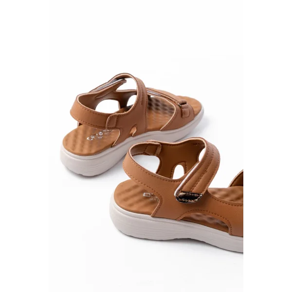 DM-363  Taba Baret Cırtlı Dikişli Günlük Kadın Sandalet