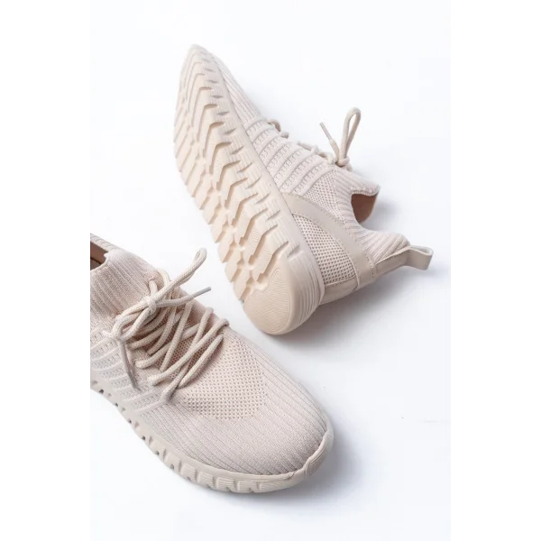 DM-501 Bej Bağcıklı Failon Taban Günlük Spor Ayakkabı