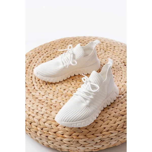 DM-501 Beyaz Bağcıklı Failon Taban Günlük Spor Ayakkabı