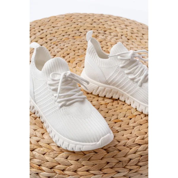 DM-501 Beyaz Bağcıklı Failon Taban Günlük Spor Ayakkabı