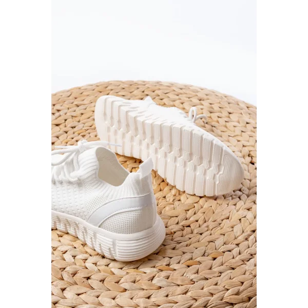 DM-501 Beyaz Bağcıklı Failon Taban Günlük Spor Ayakkabı