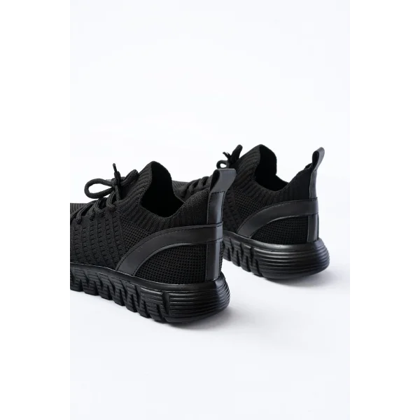 DM-501 Siyah Bağcıklı Faylon Taban Günlük Spor Ayakkabı