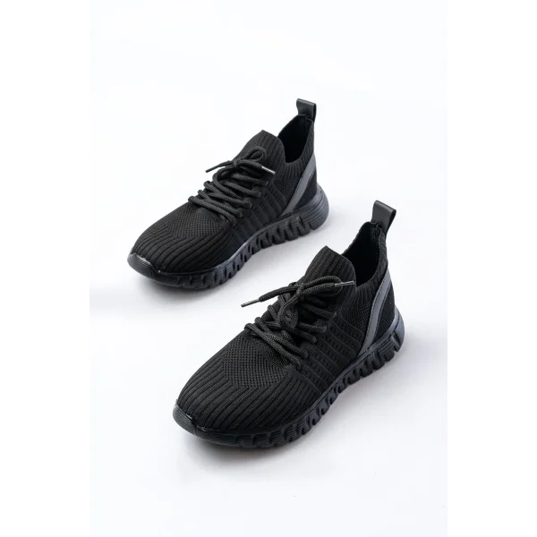 DM-501 Siyah Bağcıklı Faylon Taban Günlük Spor Ayakkabı