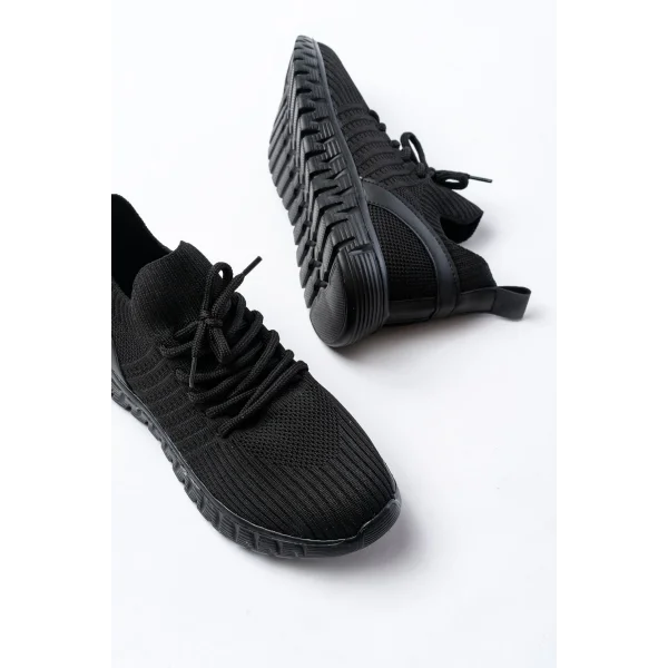 DM-501 Siyah Bağcıklı Faylon Taban Günlük Spor Ayakkabı