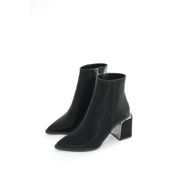 DNZ-409 Siyah Fermuarlı Topuklu Kadın Günlük Bot
