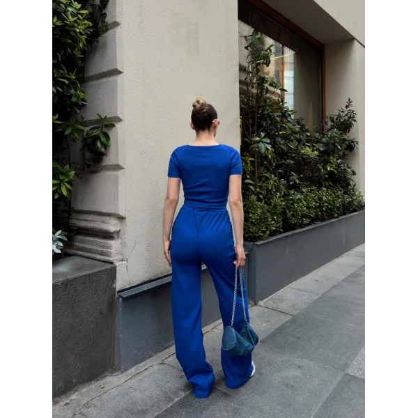 Düğme yakalı saks alt üst takım s3943