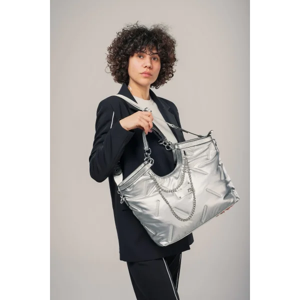 Enya Gri Cilt Omuz Çantası