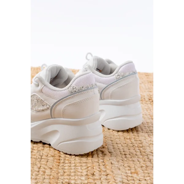 F-185 Beyaz Günlük Bağcıklı Taş Aksesuarlı Yazlık Spor Ayakkabı