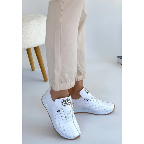 Fiert Beyaz Cilt Bağcıklı Spor Ayakkabı