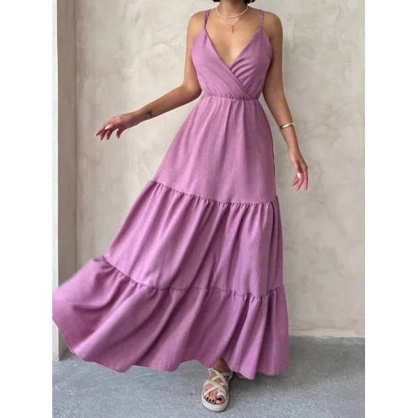 Fırfırlı katlı elbise s255049