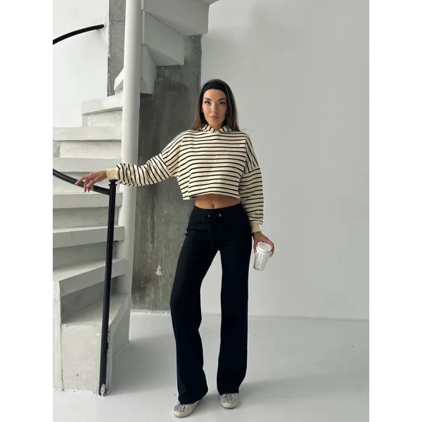 Fit comfort siyah salaş pantolon A6011