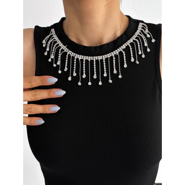 fitilli kaşkorse yakası zincirli atlet siyah