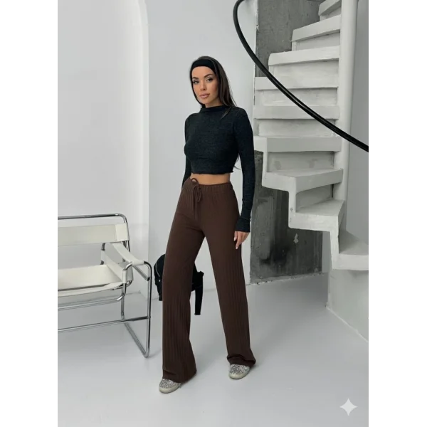 Fitilli şardonlu pantolon kahve a4058