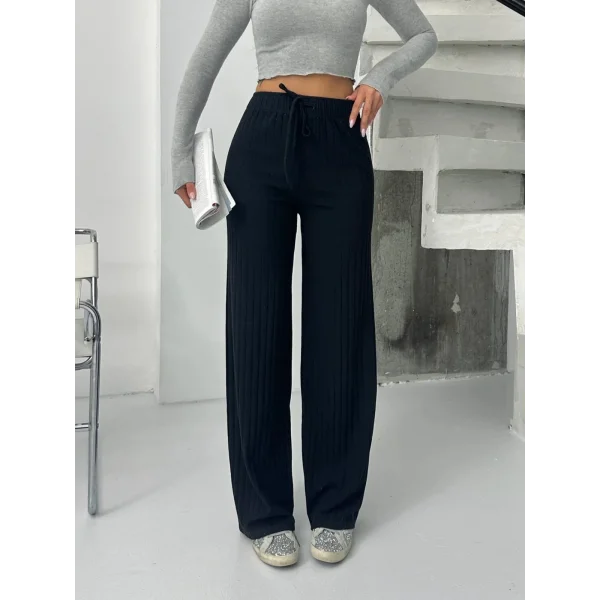 Fitilli şardonlu pantolon siyah a4058