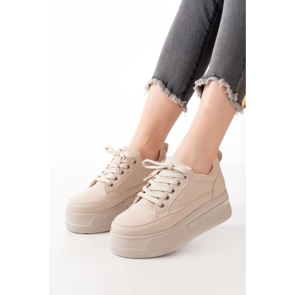 FLN-1999 Nut Bağcıklı Taban Taş Aksesuarlı Günlük Spor Ayakkabı