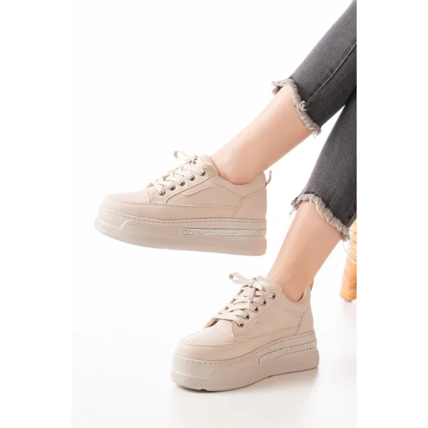 FLN-1999 Nut Bağcıklı Taban Taş Aksesuarlı Günlük Spor Ayakkabı