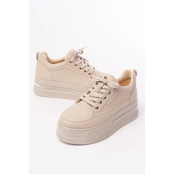 FLN-1999 Nut Bağcıklı Taban Taş Aksesuarlı Günlük Spor Ayakkabı